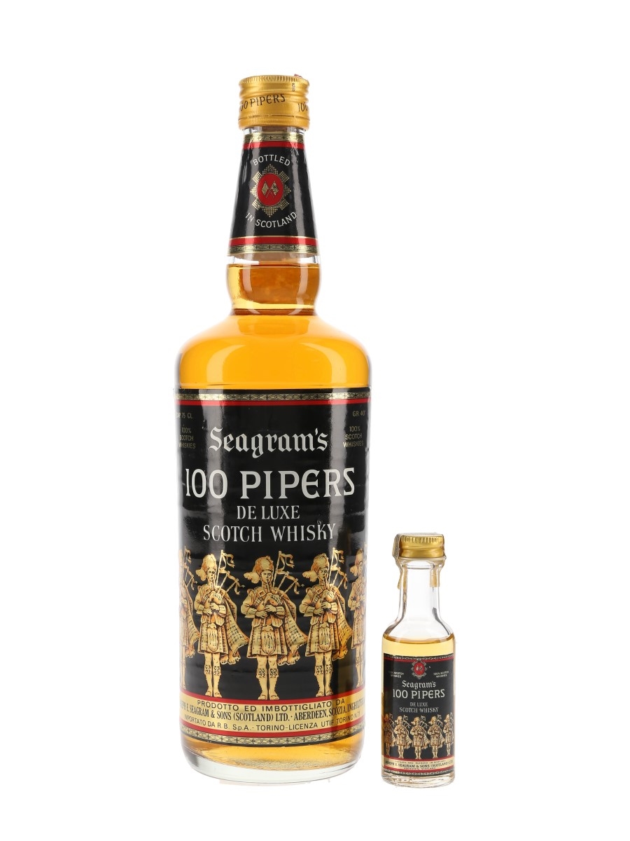 Seagram's 100 Pipers Bottled 1980s - Seagram Italia 2.8cl & 75cl