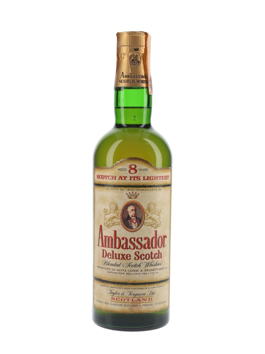 Ambassador 8 Year Old Deluxe Bottled 1960s-1970s - Sposetti 75cl / 43%