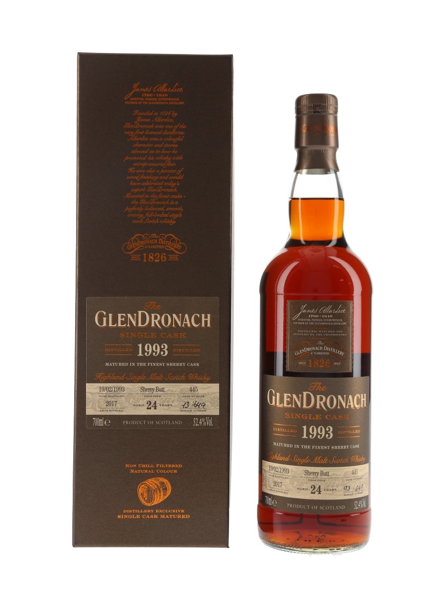 Glendronach 1993 24 Year Old Sherry Butt 445 Bottled 2017 70cl / 52.4%