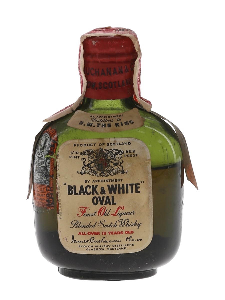 Buchanan's Black & White Oval 12 Year Old Bottled 1930s - Alex D Shaw & Co. Inc. 4.7cl / 43.4%