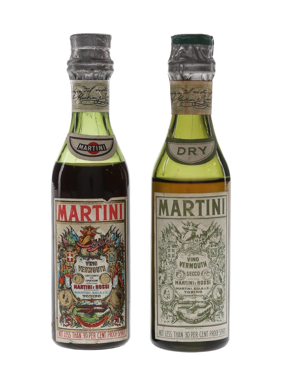 Martini Vino Vermouth Bottled 1950s 2 x 5cl / 17%