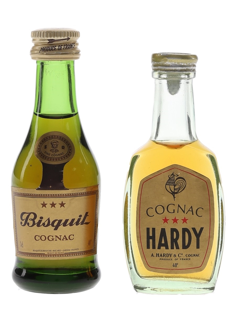 Bisquit & Hardy 3 Star Cognac Bottled 1980s 2 x 3cl / 40%