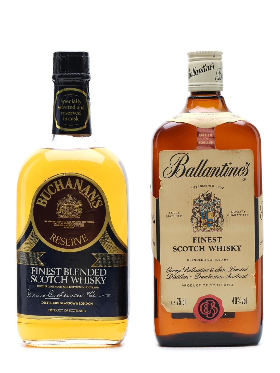 Ballantine's & Buchanan's Blended Scotch Bottled 1980s 2 x 75cl
